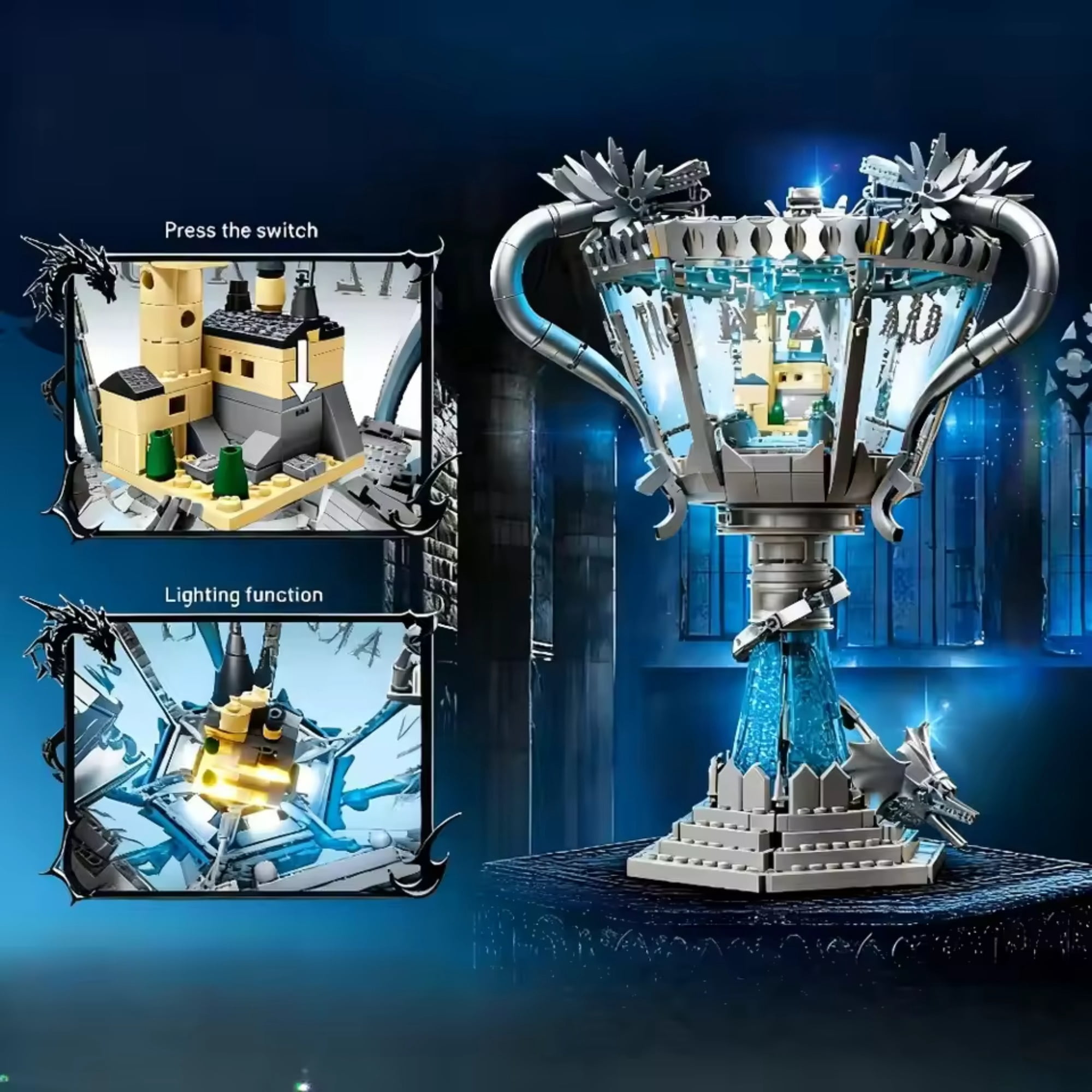 Remocguys The Goblet of Fire Building Sets, Compatible with Lego Magic Movie Desk Decoration for Adults Fans 1169PCS
