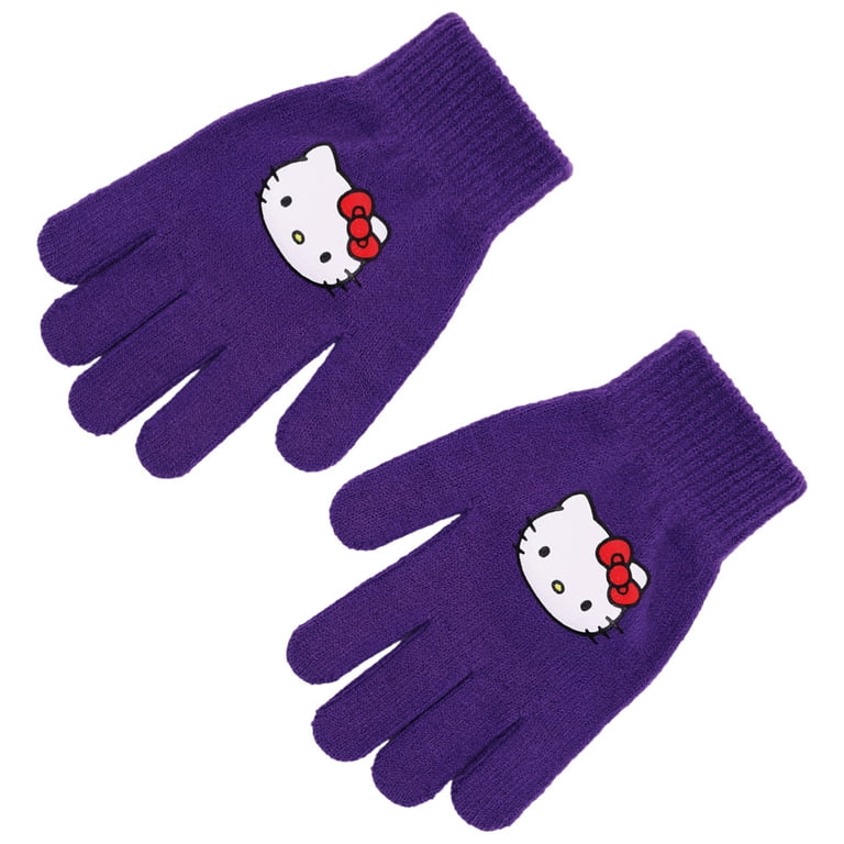 Hello Kitty and Purple Kuromi Heart Ear Muffs and Gloves 2pc Set