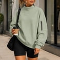 thumbnail image 3 of Mock Neck Sweatshirt Women Long Sleeve Casual Lightweight Sweatshirts No Hood Fall Fashion Oversized Turtleneck Pullover,XL, 3 of 9
