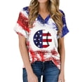 thumbnail image 1 of Camisas de Manga Corta para las Mujeres Día de la Independencia Blusas Estampado Cuello en V Top, Blusas para las Mujeres Casual, 1 of 5