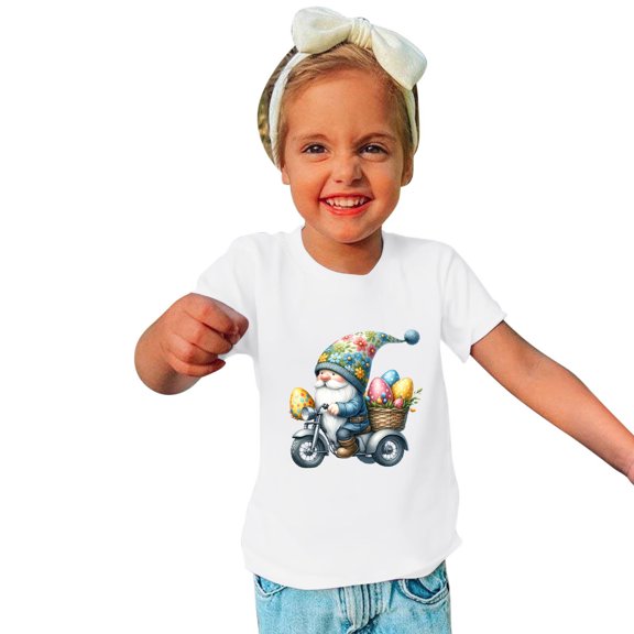 Edvintorg Kids Tee Shirts Easter Gifts Boys Girls Summer Cotton Tshirt Fashion Cute Printed Round Neck Short Sleeve Top 3-10Years Children's Clothing