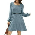 thumbnail image 7 of QINCAO Womens Long Sleeve Sweater Dresses Square Neck Babydoll Fall Dress With Pockets S-2XL, 7 of 7