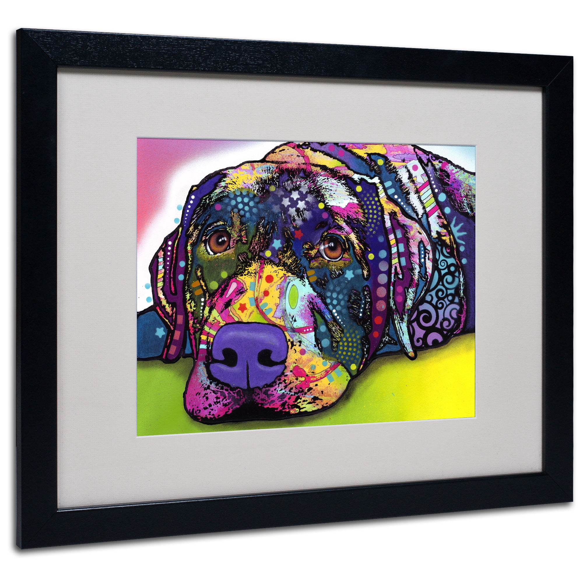 Matted art under acrylic in a black frame