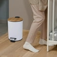 thumbnail image 3 of Step Trash Can,Garbage Rubbish Bin with Bamboo Lid,Removable Liner Bucket,Waste 3L White, 3 of 8