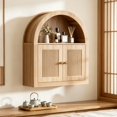 thumbnail image 3 of Arched Bathroom Storage Cabinet, Medicine Cabinet with Fluted Doors & Adjustable Shelf, Over The Toilet Wall Cabinet for Bathroom, Kitchen, Entryway, Laundry, Oak, 3 of 5