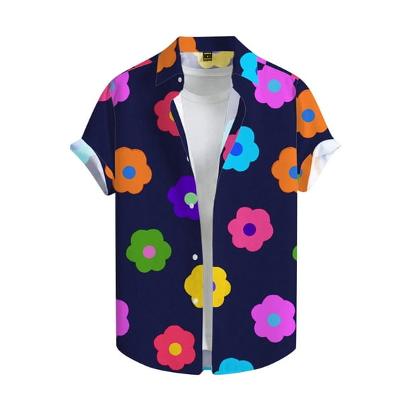 Txeol Get Ready for Adventure: Stylish Mens Hawaiian Shirts Short Sleeve Button Down - Essential for Every Fashion-Forward Wardrobe this Season Vacation Sale,Navy,XL