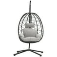 thumbnail image 4 of Bifanuo Indoor/Outdoor Wicker Swing Egg Chair Hammock Hanging Chair Nest Basket with Stand, UV Resistant Removable & Washable Cushions,350LB Capacity for Bedroom, Balcony and Garden (GR-LG), 4 of 7