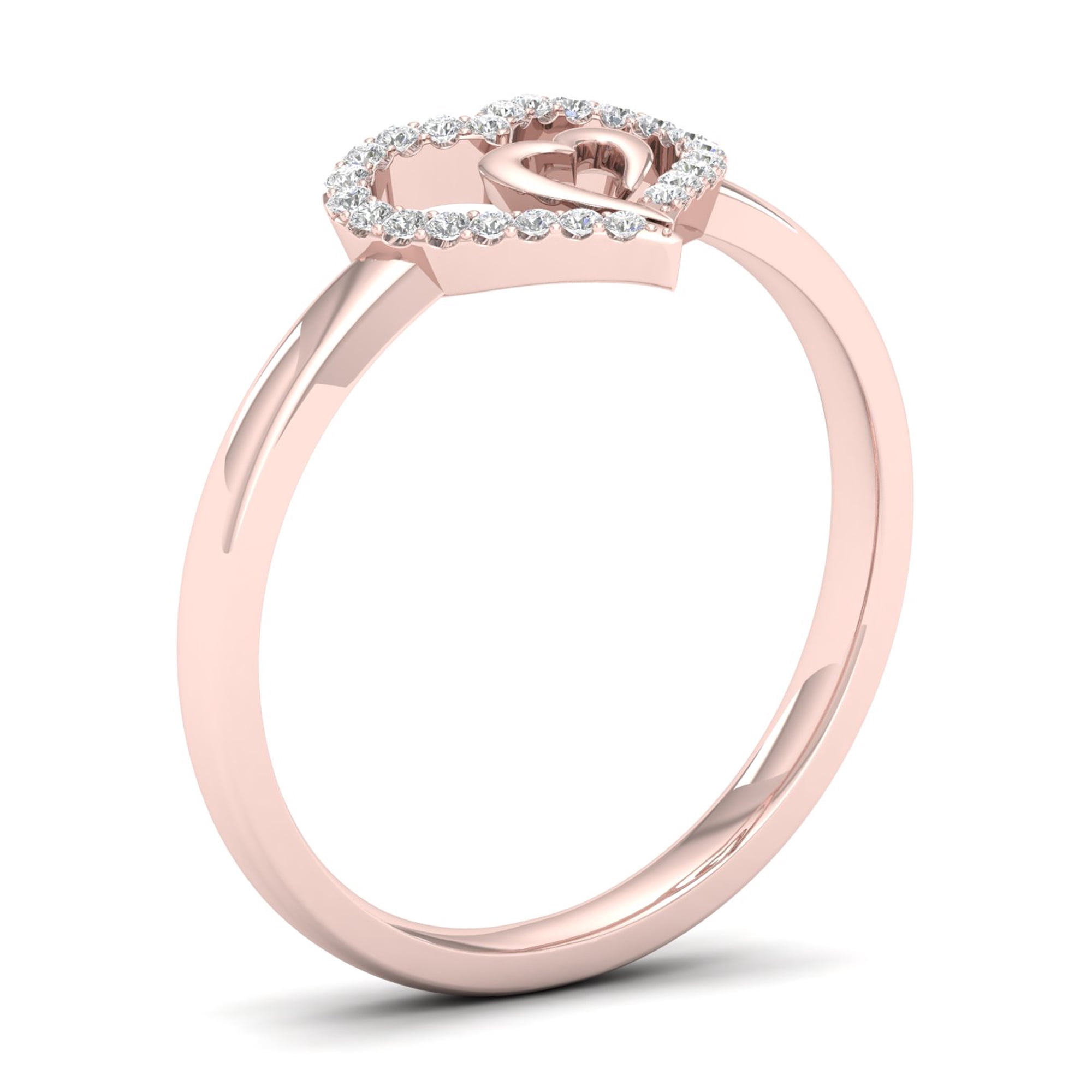 1/10Cttw Diamond 10k Rose Gold Heart in Heart Fashion Ring