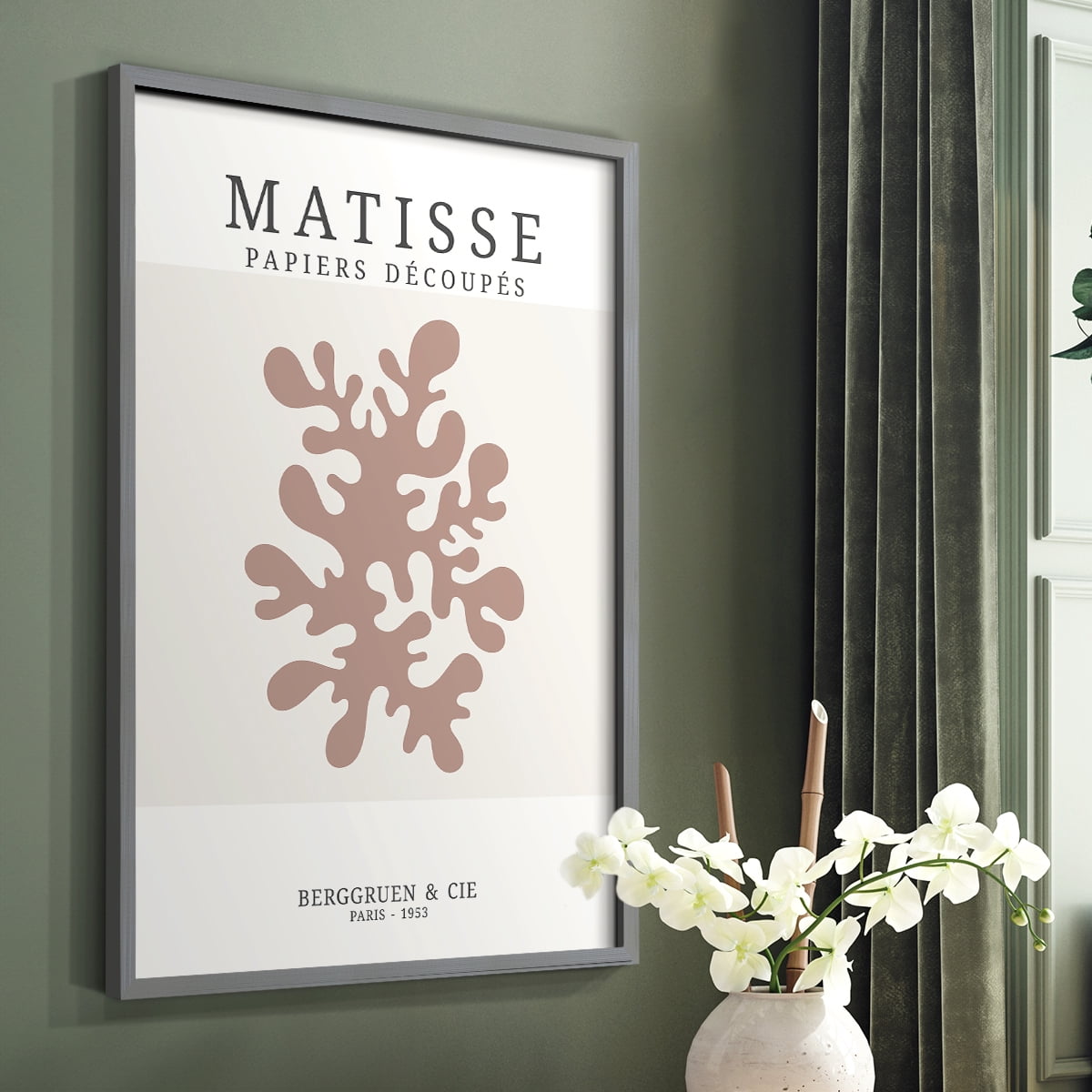 Matisse CDXXX in Gray Solid Wood Framed Print No Nail Hanging
