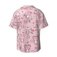 thumbnail image 6 of PAYOHTO Pink Cute Monkey Mens Hawaiian Casual Short-sleeved Shirt Tropical Summer Beach Button Down Shirts, 6 of 7