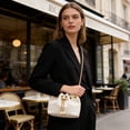 thumbnail image 3 of White Crossbody Shoulder Bag Bucket Shaped Large Capacity Flannelette Multifunctional Commuting Handbag Polyester, 3 of 7