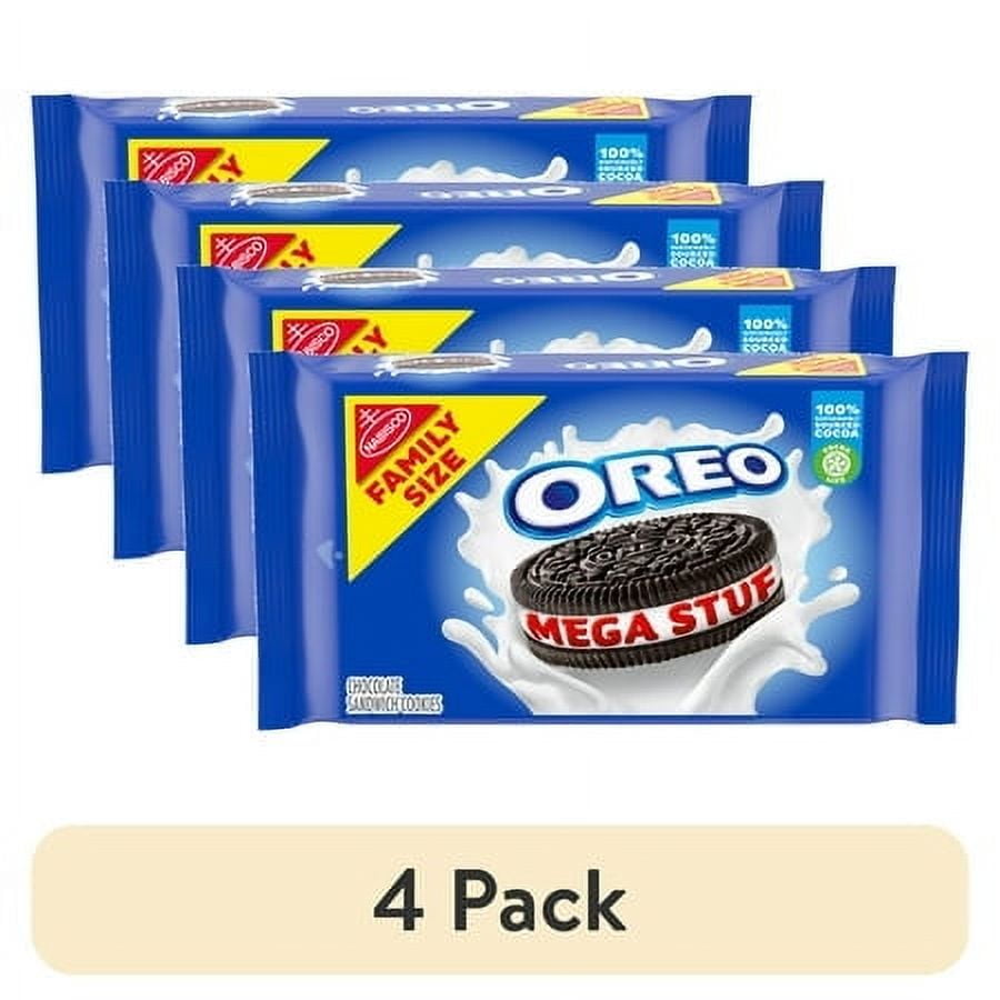 (4 pack) OREO Mega Stuf Chocolate Sandwich Cookies, Family Size, 17.6 oz
