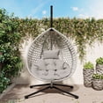 thumbnail image 2 of LEGAHOME Egg Chair, All-Weather PE Rattan Hanging Egg Chair Basket Chair with Stand and Removable Cushion, Wicker Swing Chair Hammock Chair for Indoor and Outdoor Use, Gray, 2 of 10