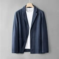 thumbnail image 2 of YLSDY Fashion Men's Lightweight Cotton Linen Blazer with Front Pockets Casual Sport Coat Open Front Regular Fit Suit Jacket Navy XXL, 2 of 7
