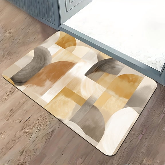 This geometric color-blocked diatomaceous earth floor mat is highly absorbent and machine washable. Suitable for kitchens, hallways, bedroom entrances, bathrooms, living rooms, and entryways.