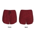 thumbnail image 3 of Susaid Burgundy Floral Print Women's High Waisted Running Shorts Quick Dry Athletic Gym Track Workout Shorts Zip Pocket-Medium, 3 of 7