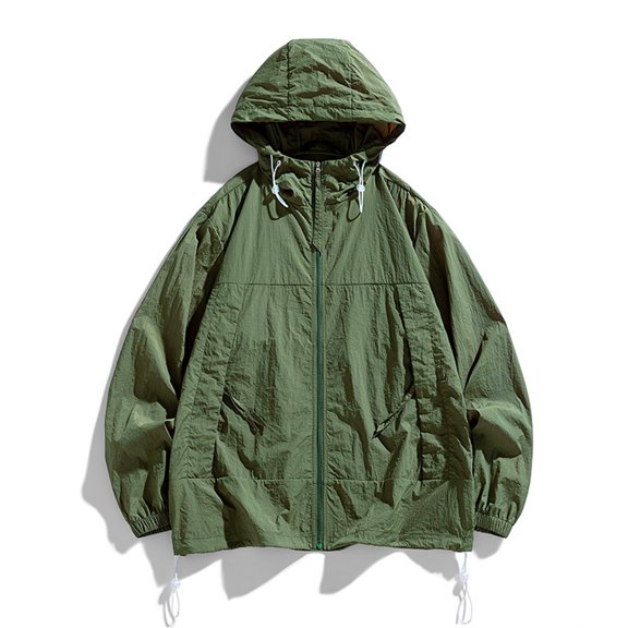 Rloper-Lop Men's Rain Jackets Lightweight Waterproof Hooded Shirts Long Sleeve Sun Protection Clothing Thin Jackets Hooded Sunscreen Outerwear