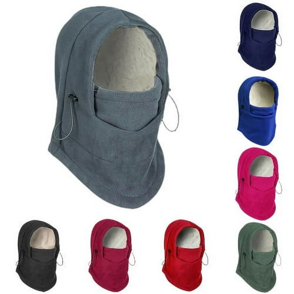 Visland Women Men Balaclava Hat, Fashion Casual Adjustable Drawstring Double Layer Solid Color Soft Cozy Polar Fleece Winter Head Neck Warm Windproof Beanie Cap Face Cover for Outdoor Cycling Skiing