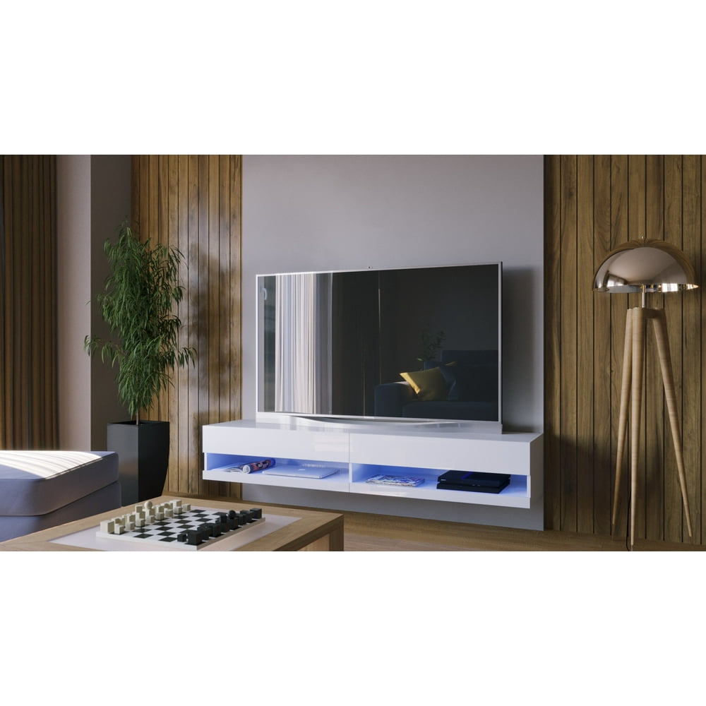 VIGO New TV Stand white floating tv stand for up to 80" Tv's size with