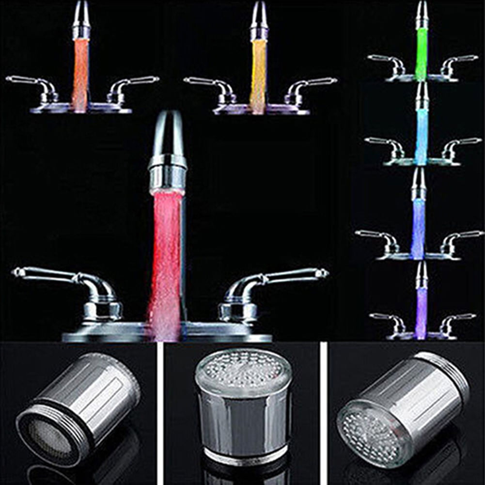 Fliyeong Premium Quality 7 Colors RGB Colorful LED Light Shower Tap Bathroom Spraying Head Water Faucet 