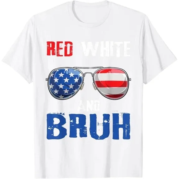 DOPASHIRT Red White And Bruh 4Th Of July Boys Patriotic Teens T-Shirt Unisex S-5XL Hot Trending Shirt, Vintage Birthday Gift