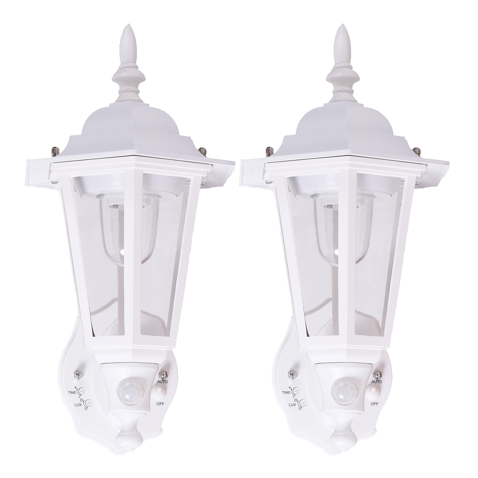 MAXSA Innovations 49719 White Battery Outdoor Wall Lanterns (2 Pack)