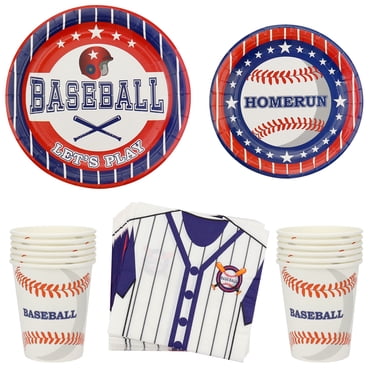 HiEnjoin 72PCS Baseball Party Plates And Napkins, Baseball Birthday Dessert Plates With Forks Disposable Dinnerware Baseball Themed Decoration Supplies For Baseball Fans Boys Baby Shower