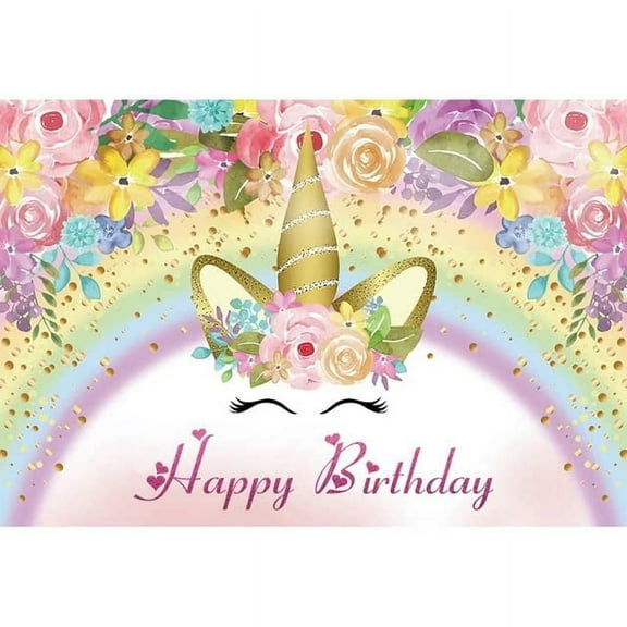 Whimsical Practicality's Rainbow Unicorn Happy Birthday Edible Icing Image Cake Topper-1/4 Sheet or Larger