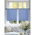 thumbnail image 4 of Navy Blue Stripe Sheer Curtains 45 Inch Length 2 Panels Set for Living Room/Bedroom, Modern White Vertical Striped Geometric Curtain Sheers Drapes Rod Pocket Curtains Window Treatment Set 52''x45''x2, 4 of 7