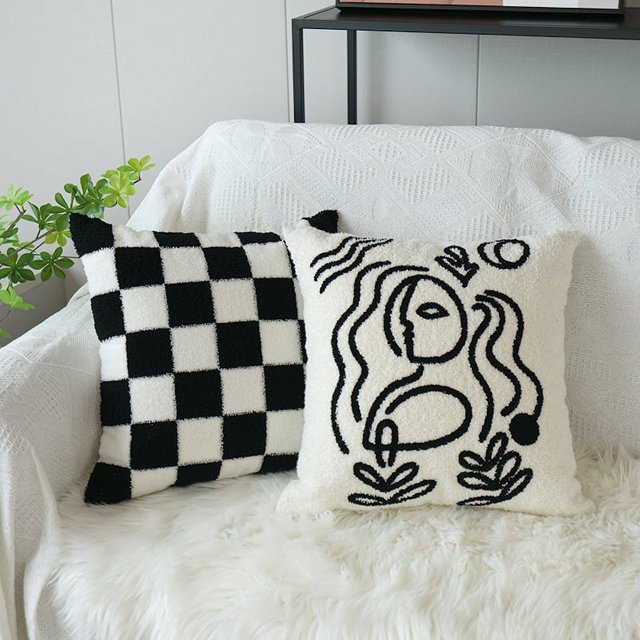 Paquete de 2 fundas de almohada decorativas de otoño con flores bordadas, fundas de almohada cuadradas tejidas bohemias, suaves y sólidas, fundas de cojines para sofá, sala de estar, 45 x 45 cm
