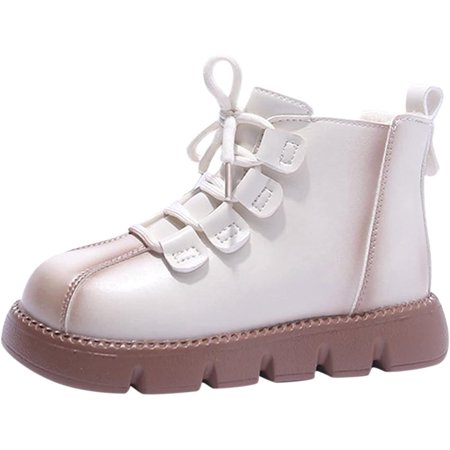

QWZNDZGR Baby Boys Girls Loafers Shoes Lace Up Sneakers Fleece Warm Snow Boots Anti-Slip Middle Boots Walking Hiking Boot Shoe