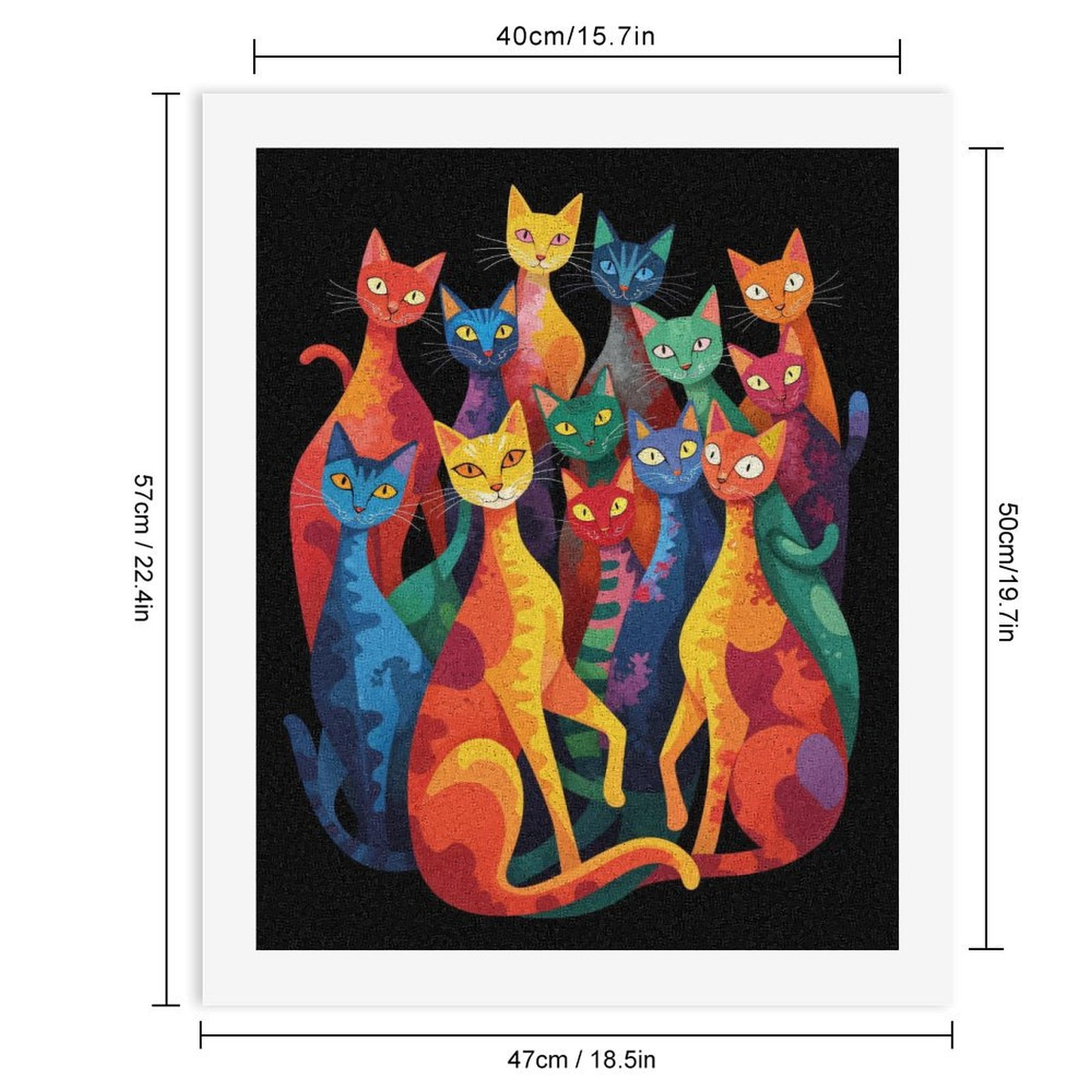 Paint By Numbers Kit for Adults Beginner - DIY Colorful Abstract Cat Ensemble Canvas Painting Kits for Adults, Frameless Paint By Number for Adults for Home Wall Decor 16x20 Inch