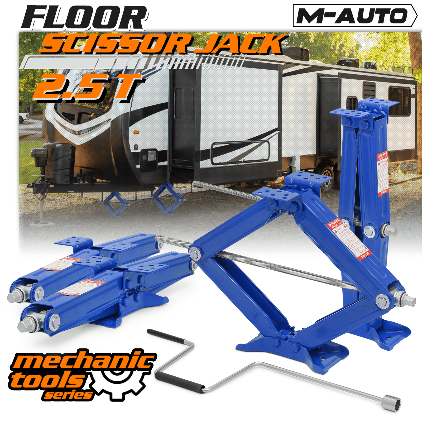M-AUTO 2.5 Ton Scissor Jack Set of 4, 5000lbs Heavy Duty Car Jack Kit for Changing Tires Tools, Stabilizer Leveling Scissor Jacks with Handle, Blue