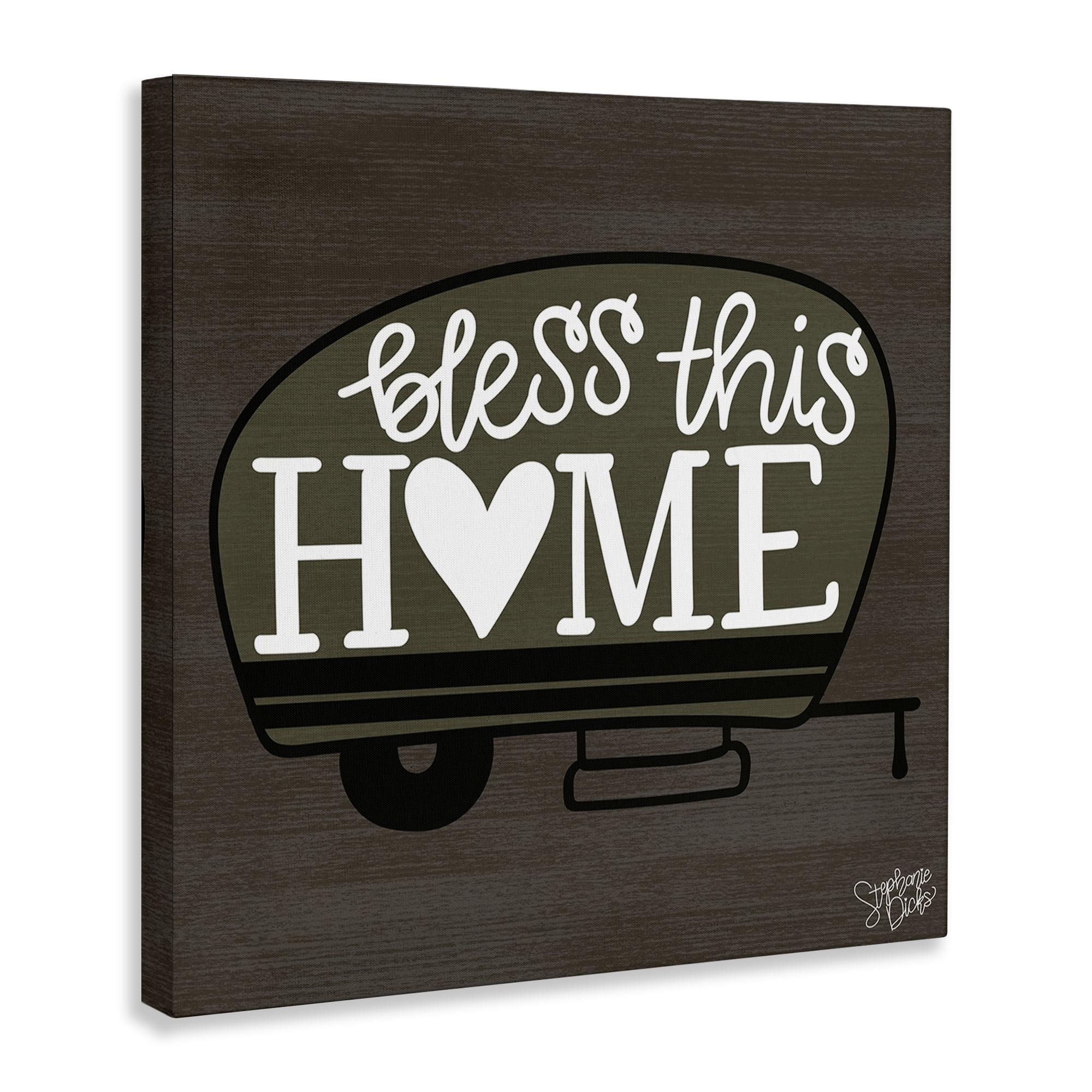 Stupell Industries Bless This Home Camper Text & Numbers Painting Wrapped Canvas Art Print Wall Art, 17 x 17