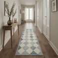 thumbnail image 2 of 2x6 Area Rugs for Hallway Machine Washable Low Pile Runner with Non Slip Backing, Diamond Print Pattern Light Weight Indoor Rug for Laundry Room, Bedroom, Bathroom, Diamond Dusty Blue, 2 of 6