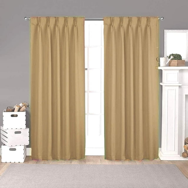 Back Tab/ Rod Pocket Blackout Curtains Thermal Insulated Solid 100% Polyster Curtains Panel, Window Drapes for Living Room, Bedroom & Window Hall (Set of 2 Panels, 52" W x 63" L) { Taupe }