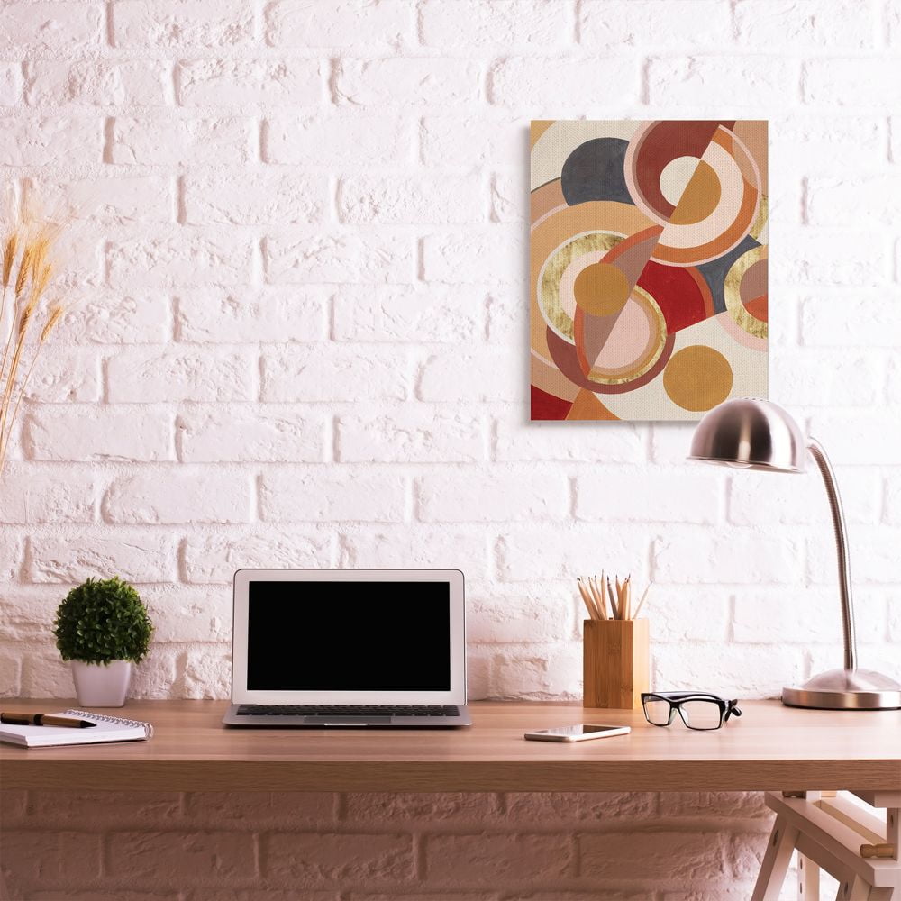 Stupell Industries Abstract Organic Red Brown Circles Asymmetric Design Canvas Wall Art Design by Grace Popp