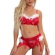 thumbnail image 1 of Sujetador + tangas de 2 piezas de lencería sexy Traje de porno con cuello en V Disfraces eróticos (Rojo M) Tmvgtek Para estrenar, 1 of 1