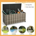 thumbnail image 6 of Patiojoy 96 Gallon Outdoor Storage Box PE Wicker Deck Box with 4 Wheels & Waterproof Liner Patio Rattan Storage Container Mix Grey, 6 of 10