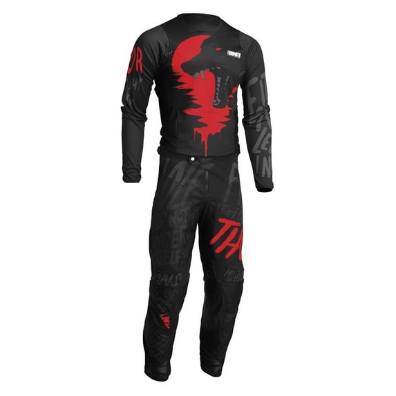 Thor Pulse Counting Sheep Jersey and Pant Combo Black/Red (Jersey Small / Pant W30)