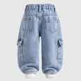 thumbnail image 5 of SOFTCCLO Boys Jeans High Street Wide Leg Flared Loose Casual Denim Pants for Boys Relaxed Size 3-4Y, 5 of 9