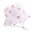 thumbnail image 5 of LIIPEE Girls Boys Sun Cap Cartoon Printed Adjustable Strap Bucket Wide Brim Hat Protection Caps Trendy Beach Hats,Light Pink1,2-5 Years, 5 of 5