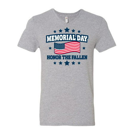 Memorial Day Honor The Fallen with American Flag Men's V-Neck
