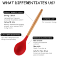 thumbnail image 3 of 2 PCS Silicone kitchen Cooking Utensils Set , Heat Resistant Kitchen Essentials Utensils Set Wooden HandleSecret more + oil sweep (red), 3 of 5