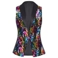 thumbnail image 3 of RUNQHUI Veste Disco à Paillettes pour Femmes Gilet Sans Manches Multicolore TTG, 3 of 5