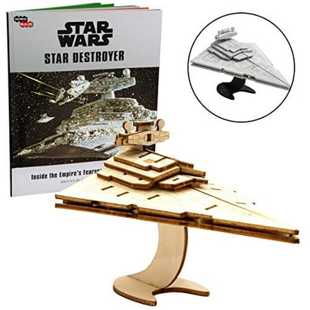Star Wars Star Destroyer Book and 3D Wood Model Kit - Build, Paint and Collect Your Own Wooden Model - Great for Kids and Adults, 12+ -
