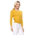 thumbnail image 5 of YEMAK Women's 3/4 Sleeve Crewneck Casual Stretchy Button Down Cardigan Sweater MK3554-LBL-L, 5 of 7