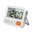 thumbnail image 3 of Reloj despertador digital pequeño de escritorio, temporizador electrónico de escritorio, pantalla grande para Blanco, 3 of 9