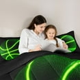 thumbnail image 5 of jejeloiu Neon Green Basketball Queen Comforter Set,Ball Sport Game Bedding Comforter Set For Boys Teens Reversible 3pcs, 5 of 8