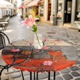 thumbnail image 6 of Plum Blossom Round Tablecloth for 36-44 Inch Tables, Fitted Table Cover with Elastic Edge, Retro Flowers Country Nostalgic Waterproof Outdoor Table Cloth Protector for Patio Garden Dinner Picnic, 6 of 9